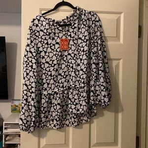 Valentine’s Day blouse white and navy blue